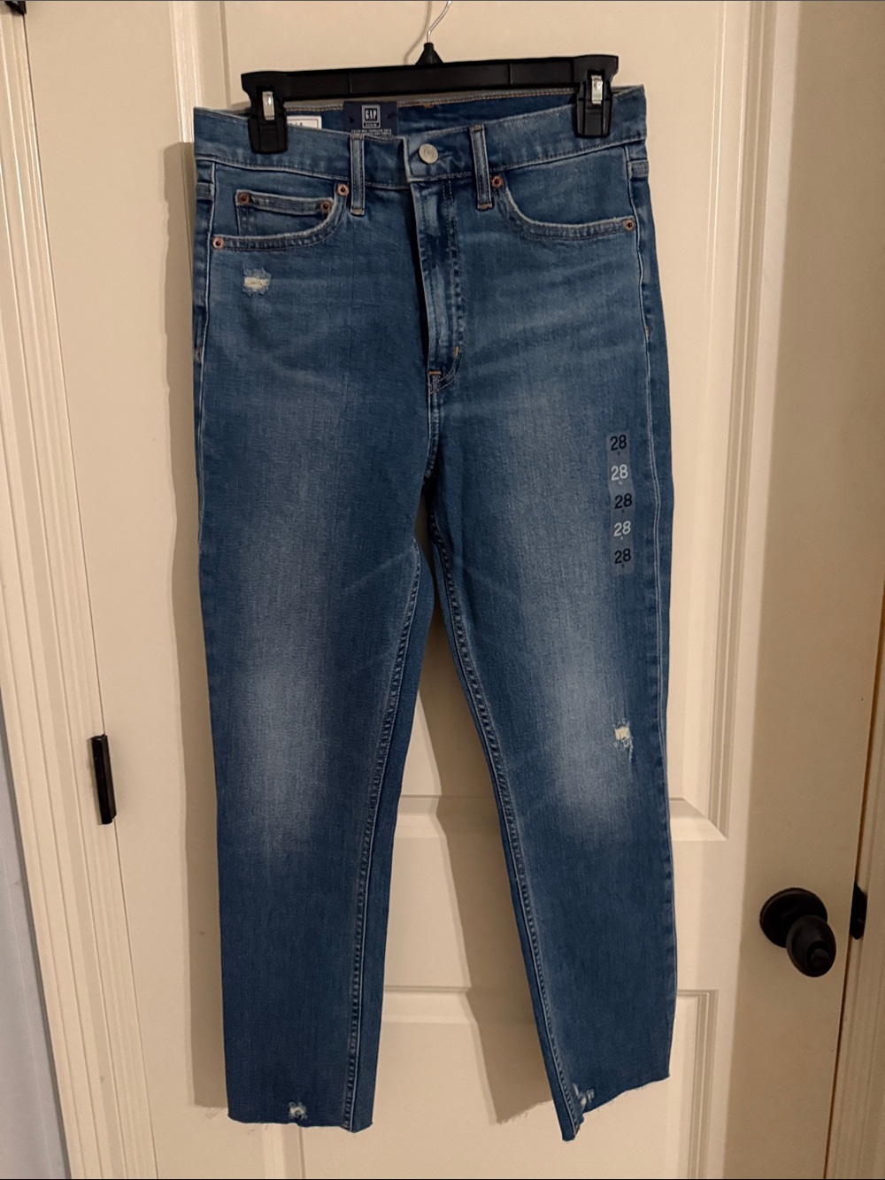 GAP Mid Wash Cropped Straight-Leg Jeans